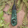Roimata or Teardrop with Koru carved from Kawakawa Pounamu - NZ Greenstone