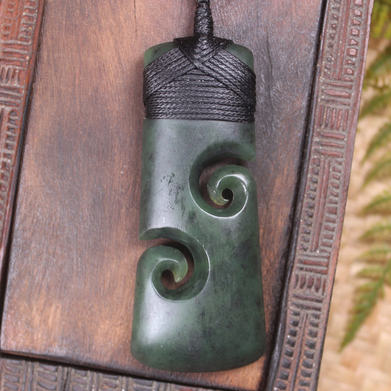 Toki or Adze with Koru Pendant carved from Rimu Pounamu - NZ Greenstone