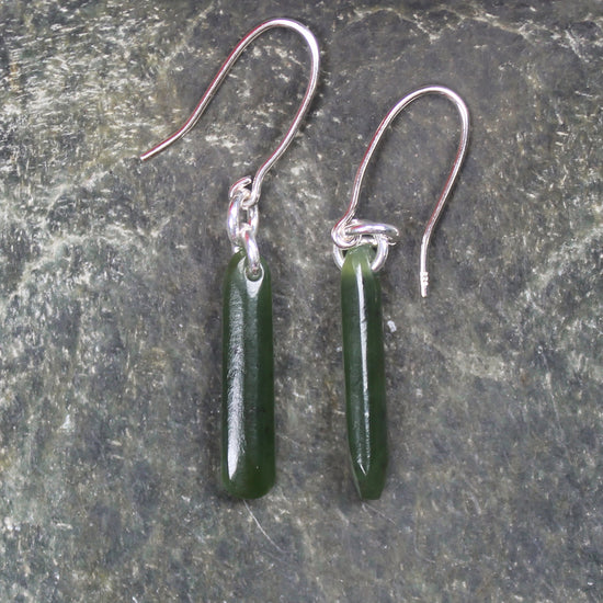 Roimata or Teardrop earrings carved from Kawakawa Pounamu - NZ Greenstone