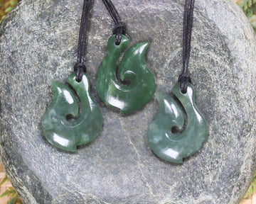 Hei Matau carved from Hapopo Pounamu - NZ Greenstone