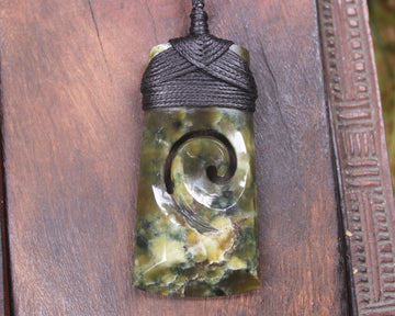 Toki or Adze with Koru Pendant carved from Rimu Pounamu - NZ Greenstone