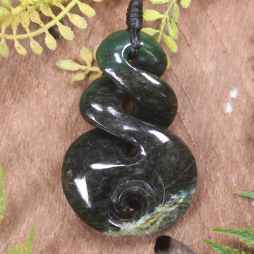 Koru Twist carved from Kawakawa Pounamu - NZ Greenstone