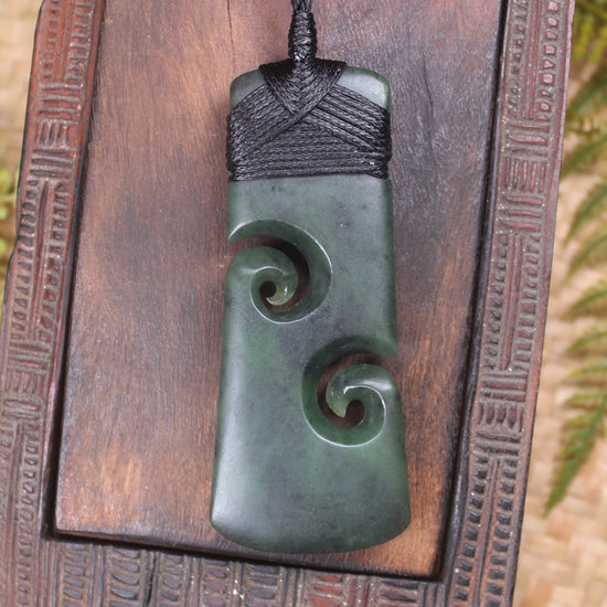 Toki or Adze with Koru Pendant carved from Rimu Pounamu - NZ Greenstone