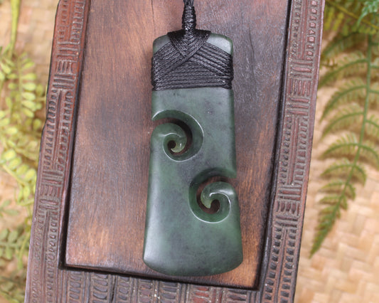 Toki or Adze with Koru Pendant carved from Rimu Pounamu - NZ Greenstone
