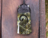 NZ Greenstone Small Toki with Koru Pendant (BK962) Rimu Pounamu