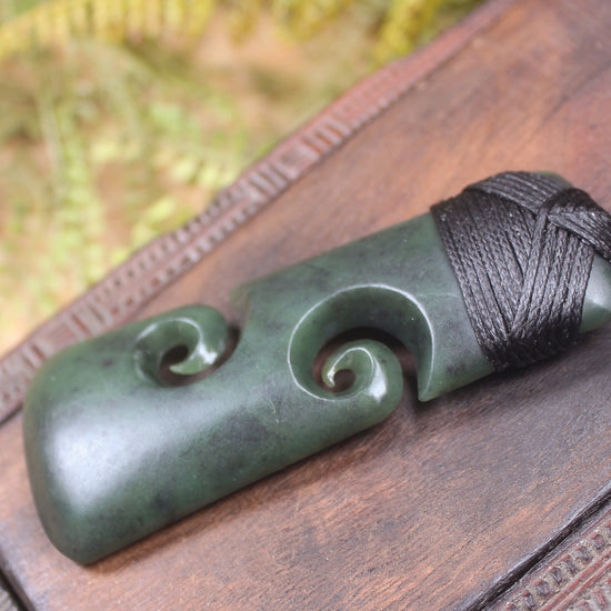 Toki or Adze with Koru Pendant carved from Rimu Pounamu - NZ Greenstone