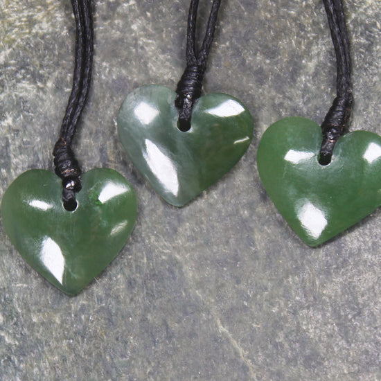 Pounamu heart pendants