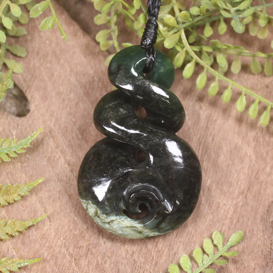 Rimu Pounamu Koru Twist Pendant - NZ Greenstone