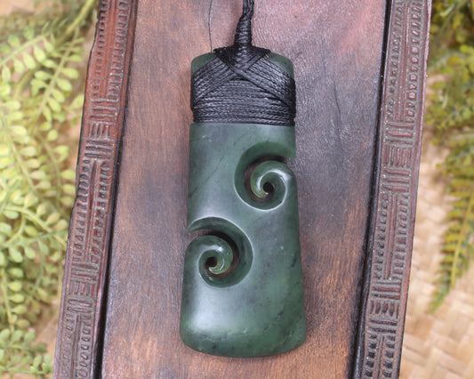 Toki or Adze with Koru Pendant carved from Rimu Pounamu - NZ Greenstone