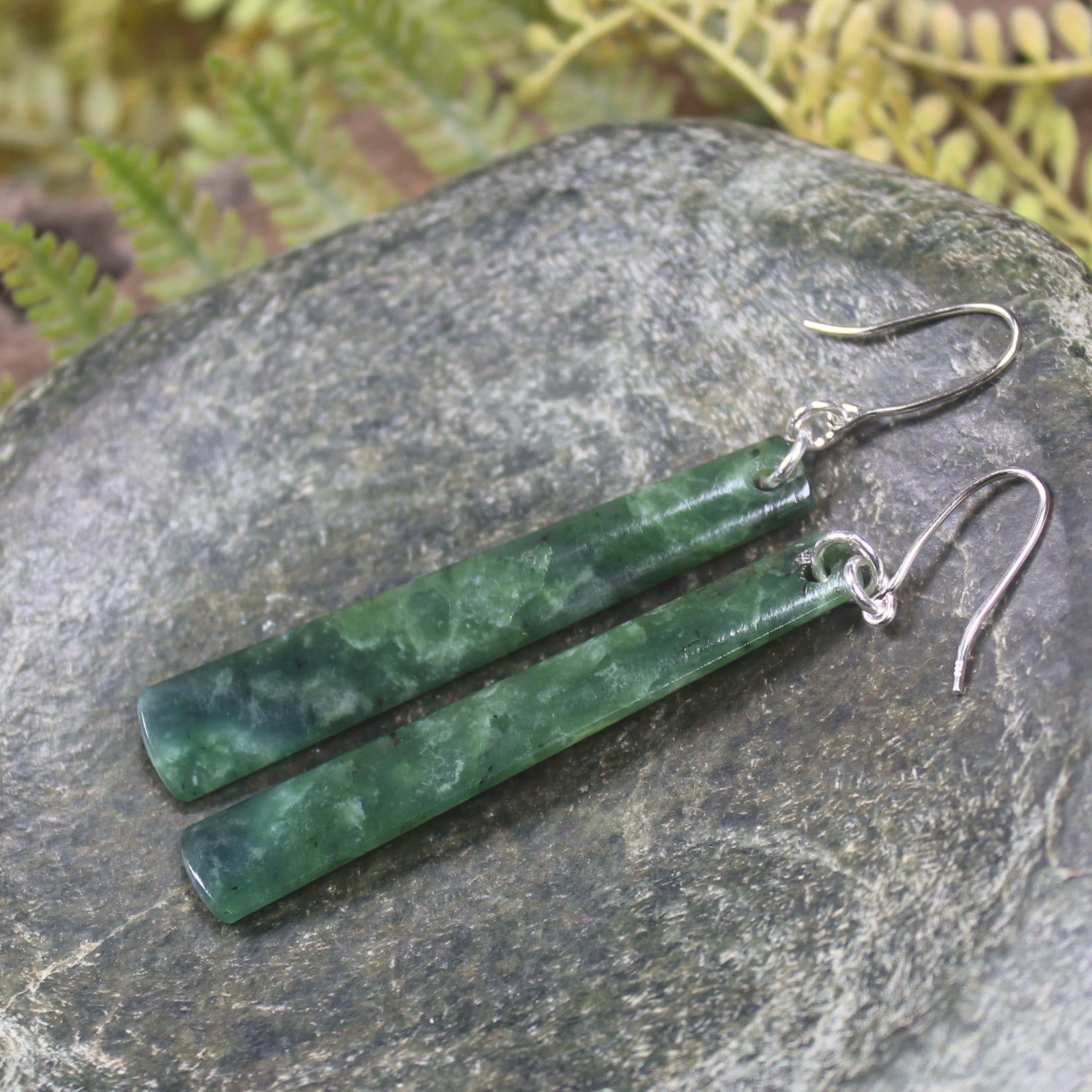 Roimata or Teardrop earrings carved from Kawakawa Pounamu - NZ Greenstone