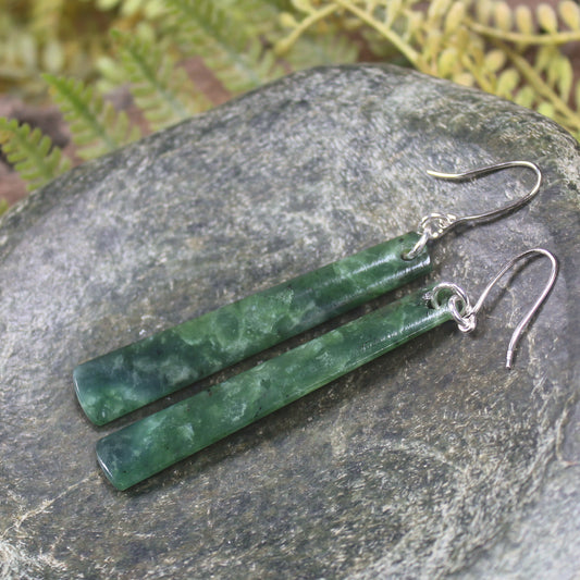 Roimata or Teardrop earrings carved from Kawakawa Pounamu - NZ Greenstone
