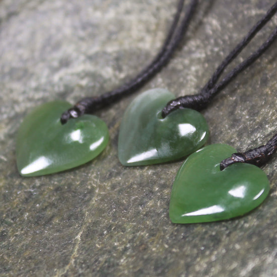 Pounamu heart pendants