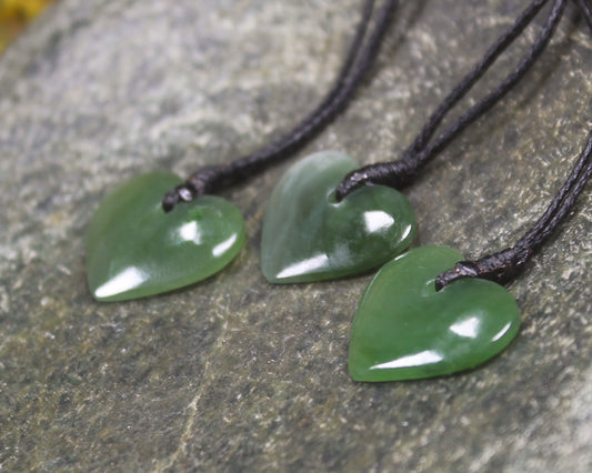 Pounamu heart pendants