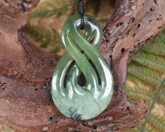 NZ Greenstone Large Twist Pendant (BB809) Hapopo Pounamu