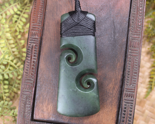 Toki or Adze with Koru Pendant carved from Rimu Pounamu - NZ Greenstone