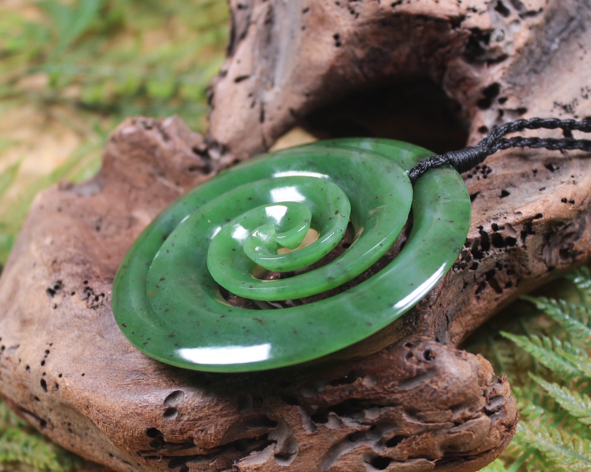 Koru carved from Hapopo Pounamu - NZ Greenstone