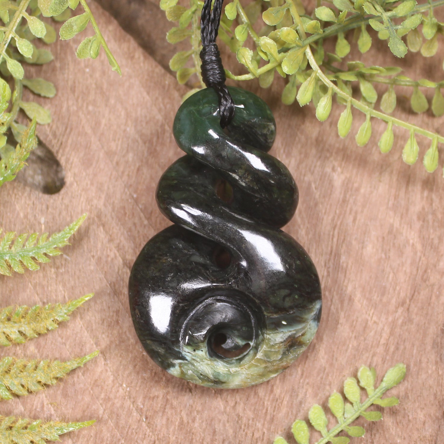 Rimu Pounamu Koru Twist Pendant - NZ Greenstone