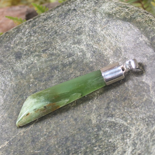 Hapopo Pounamu pendant set in Sterling Silver - NZ Greenstone