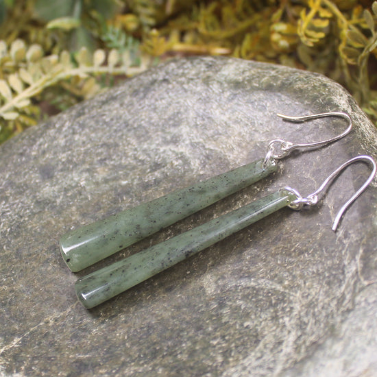 NZ Greenstone Roimata Earrings Hapopo Pounamu