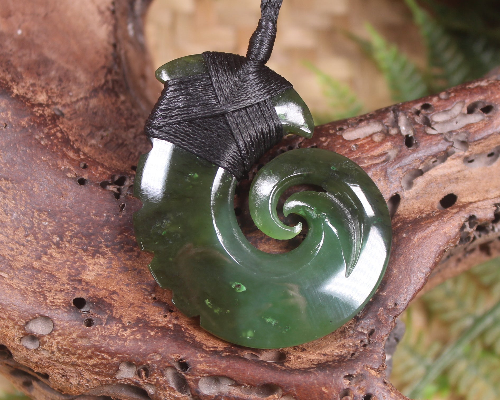 Hei Matau carved from Rimu Pounamu - NZ Greenstone