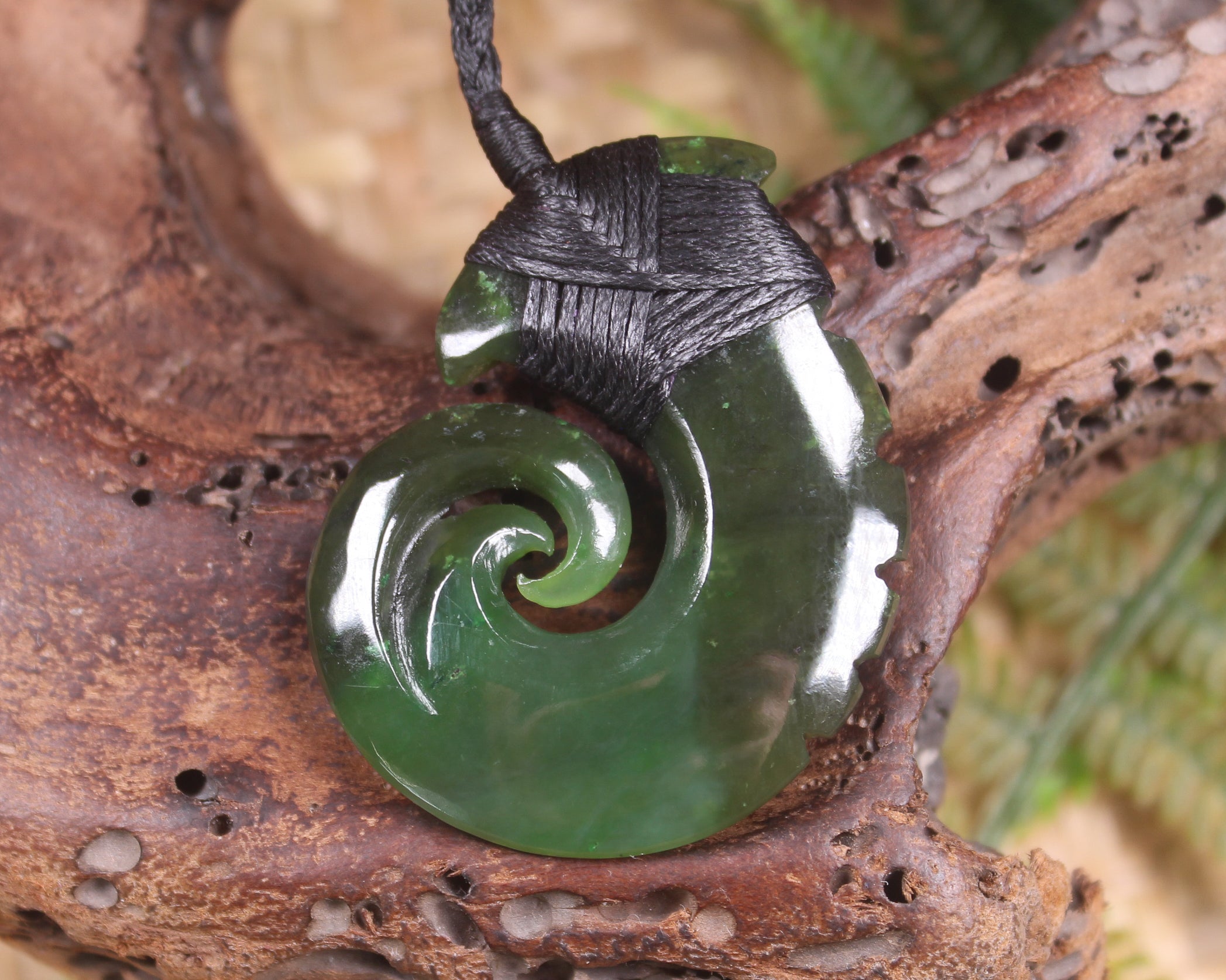 Hei Matau carved from Rimu Pounamu - NZ Greenstone