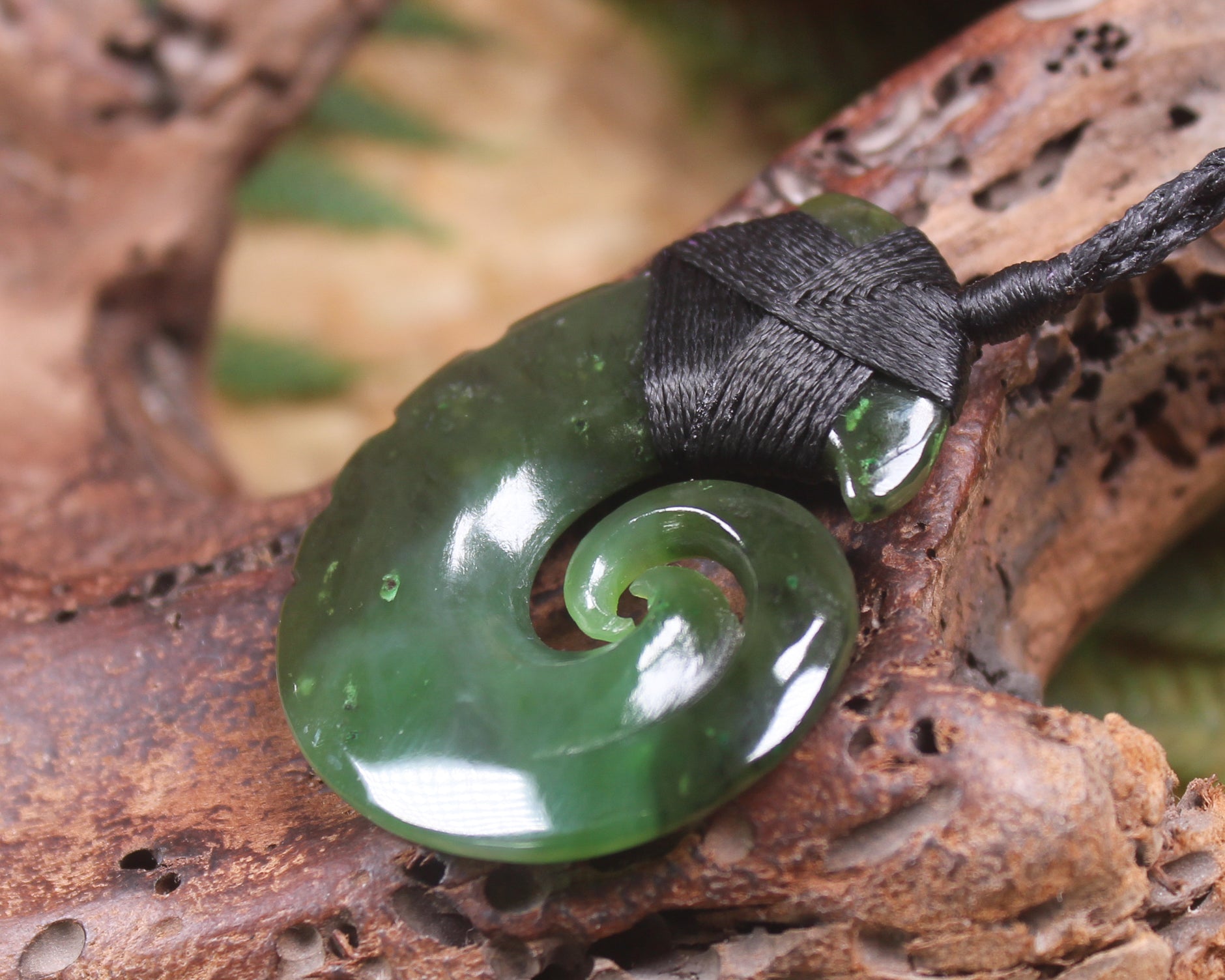 Hei Matau carved from Rimu Pounamu - NZ Greenstone