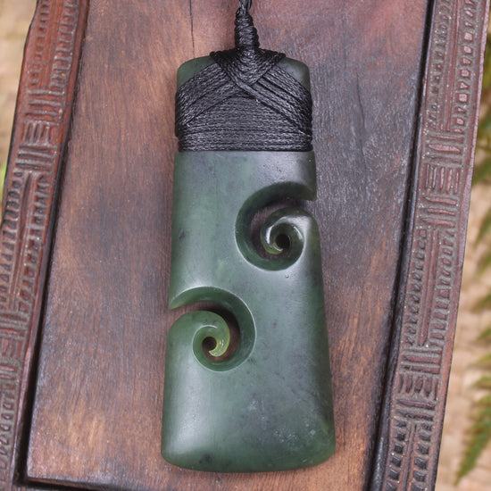 Toki or Adze with Koru Pendant carved from Rimu Pounamu - NZ Greenstone