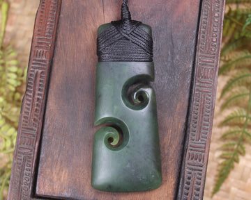 Toki or Adze with Koru Pendant carved from Rimu Pounamu - NZ Greenstone