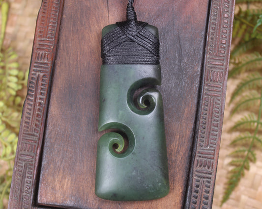 Toki or Adze with Koru Pendant carved from Rimu Pounamu - NZ Greenstone