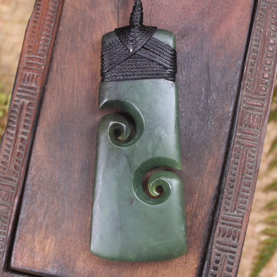 Toki or Adze with Koru Pendant carved from Rimu Pounamu - NZ Greenstone