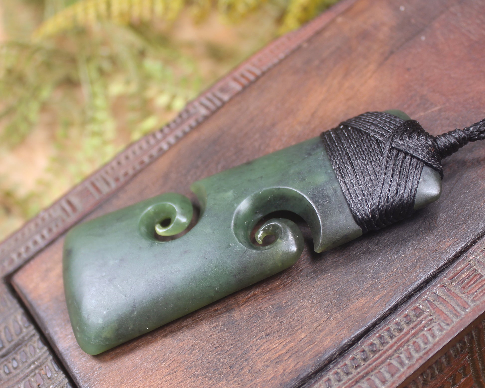 Toki or Adze with Koru Pendant carved from Rimu Pounamu - NZ Greenstone