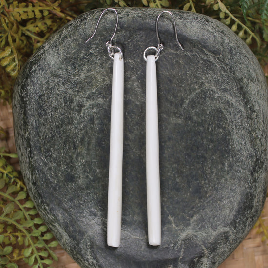 Roimata earrings carved from NZ Beef Bone