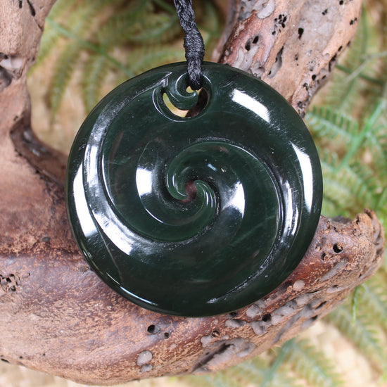 Koru pendant carved from Kawakawa Pounamu - NZ Greenstone