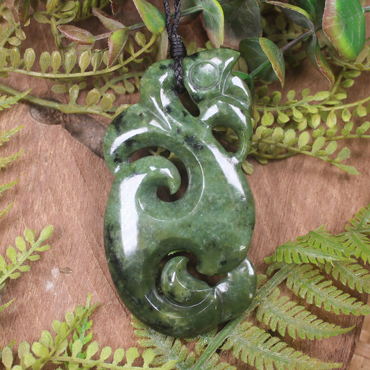 Manaia pendant carved from Rimu Pounamu - NZ Greenstone