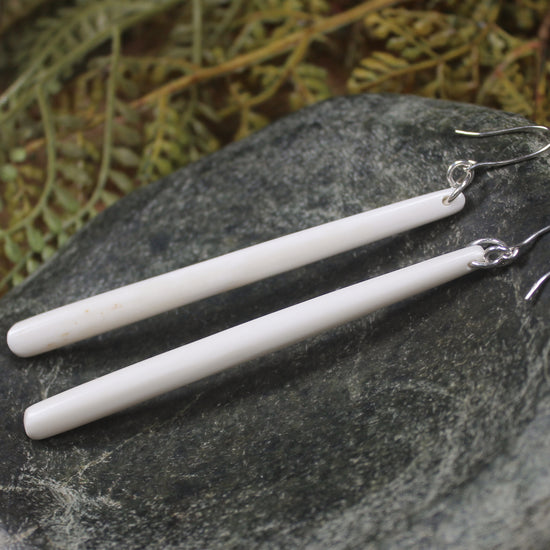 Roimata earrings carved from NZ Beef Bone