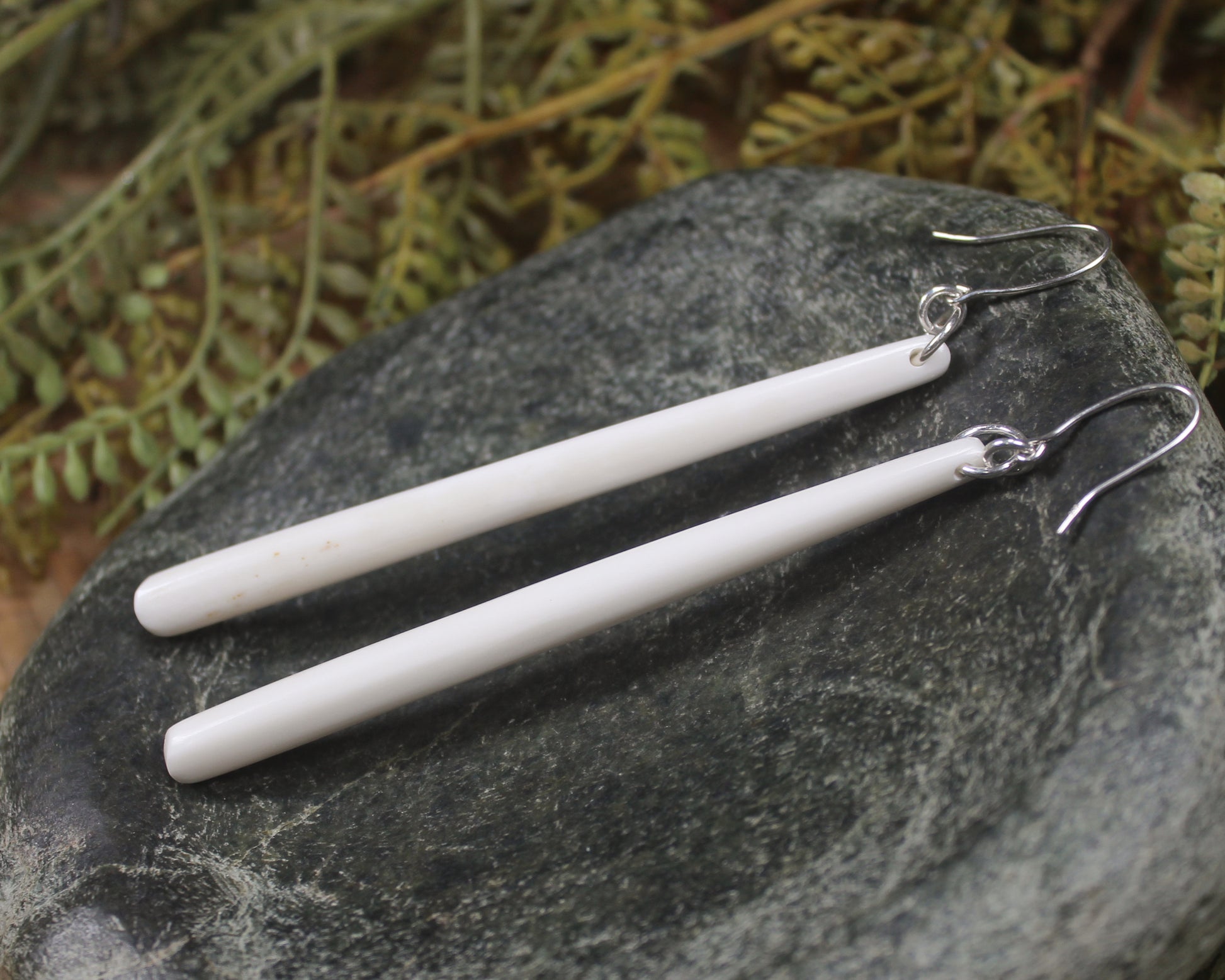 Roimata earrings carved from NZ Beef Bone