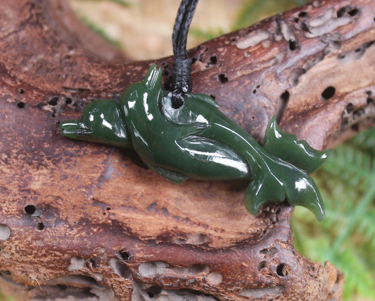 Dolphin or Aihe Pendant - Kawakawa Pounamu - NZ Greenstone