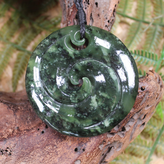 Koru carved from Rimu Pounamu - NZ Greenstone