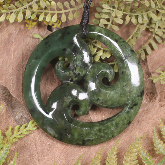 Koru pendant carved from Rimu Pounamu - NZ Greenstone