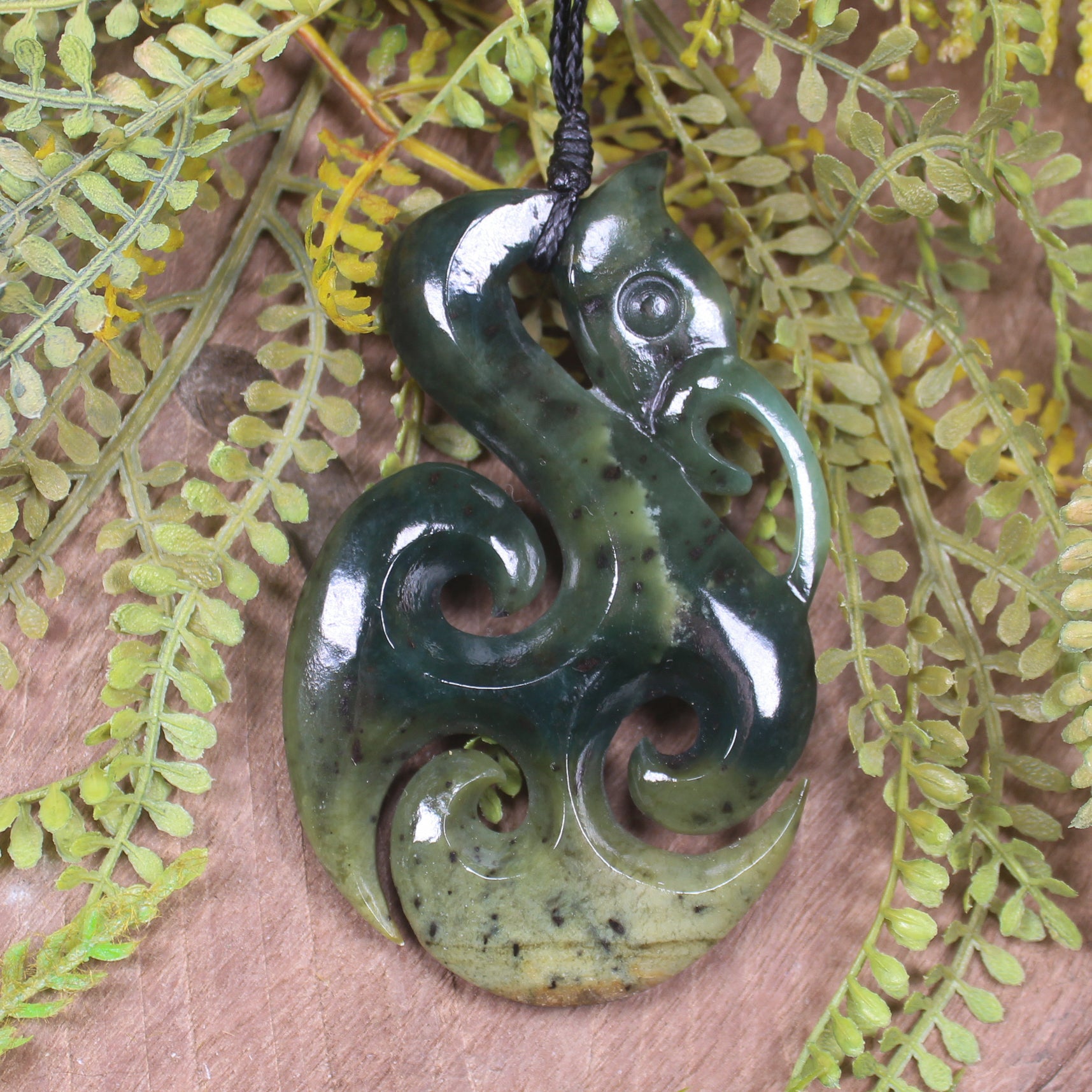 Manaia pendant carved from Rimu Pounamu - NZ Greenstone