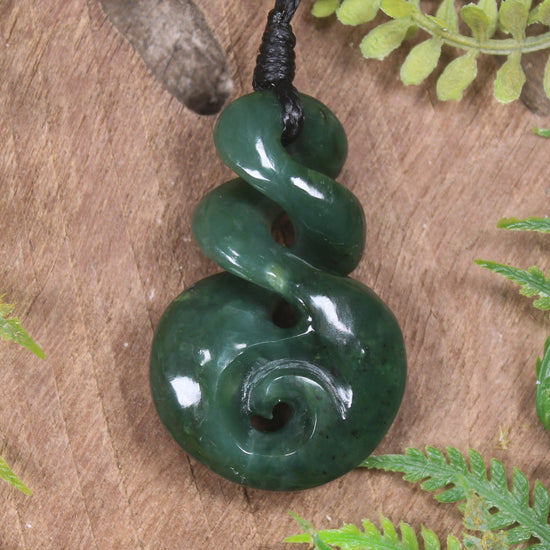 Koru Twist carved from Kawakawa Pounamu - NZ Greenstone