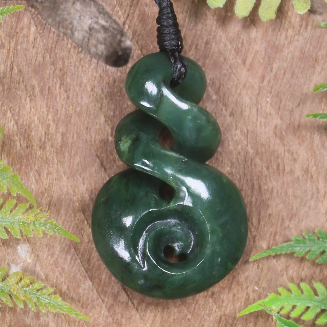 Koru Twist carved from Kawakawa Pounamu - NZ Greenstone