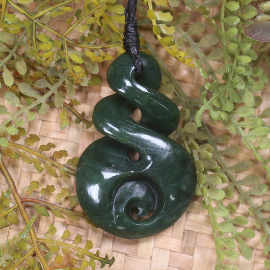 Koru Twist carved from Kawakawa Pounamu - NZ Greenstone