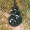 Koru Twist carved from Kawakawa Pounamu - NZ Greenstone