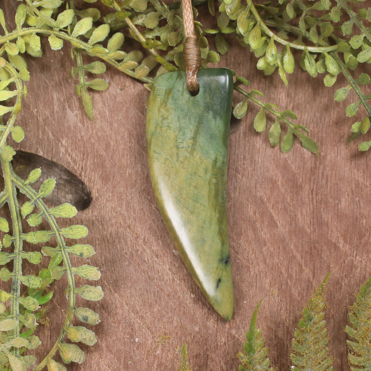 Raukaraka Pounamu Taniwha Tooth pendant