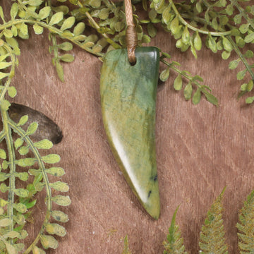 Raukaraka Pounamu Taniwha Tooth pendant