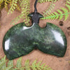 Whale tail carved from Kawakawa Pounamu - NZ Greenstone