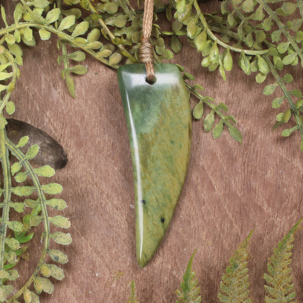 Raukaraka Pounamu Taniwha Tooth pendant
