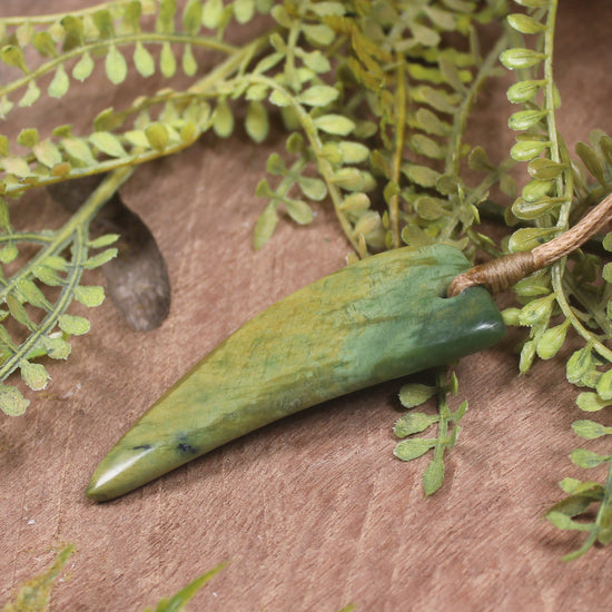 Raukaraka Pounamu Taniwha Tooth pendant