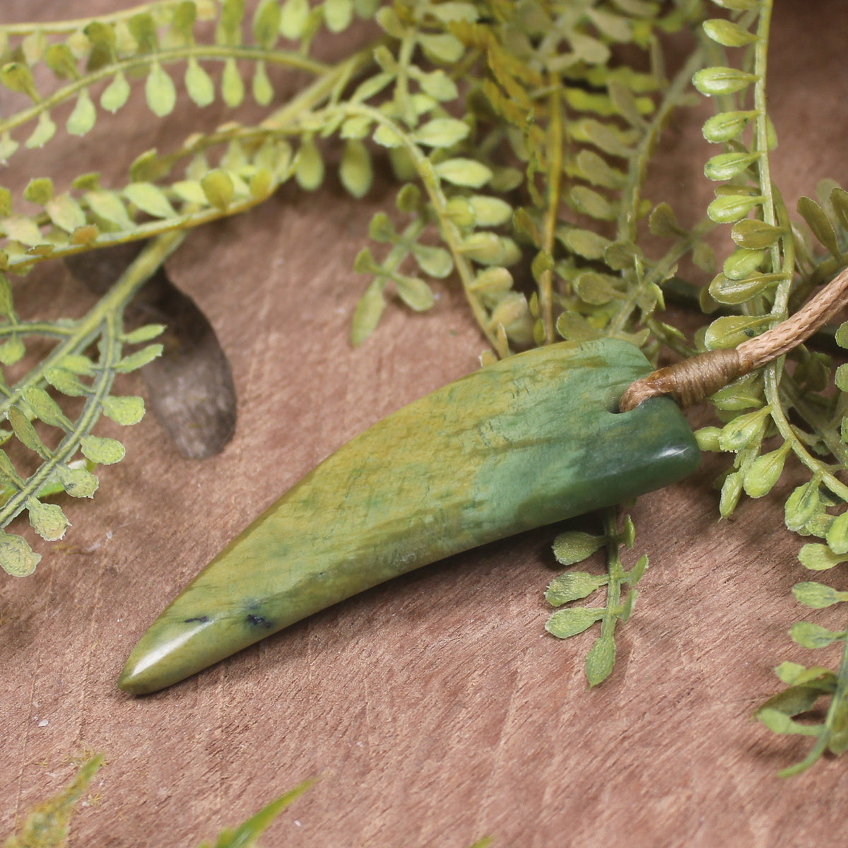 Raukaraka Pounamu Taniwha Tooth pendant